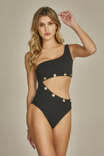 Charger l'image dans la galerie, Model Front: Empress One-Piece Body Capitan Textura Pique Preto